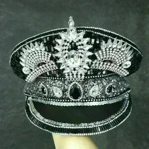 Black and Silver Custom Captains Hat